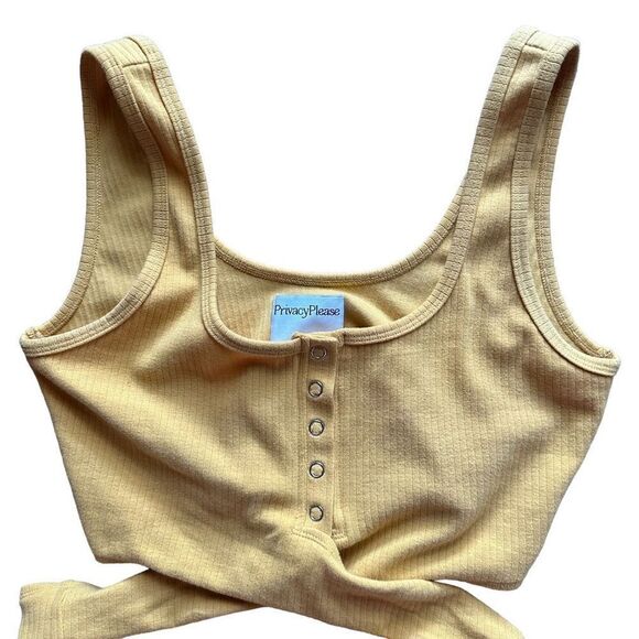 Privacy Please Orion Tank Tie Snap Button Front Yellow Small - Picture 3 of 6